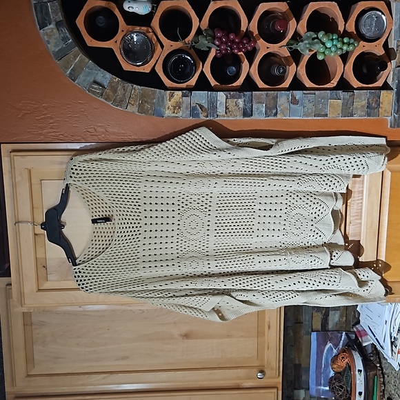 torrid Sweaters - Torrid Tan Acrylic Knit Crochet Poncho Tunic Sweater Top